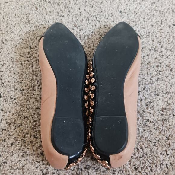 Jeffrey Campbell Ibiza Gold Studded Flats Size 8.5 Handmade Slip On Flower - Picture 3 of 11